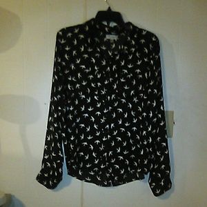Blouse top with flying birds